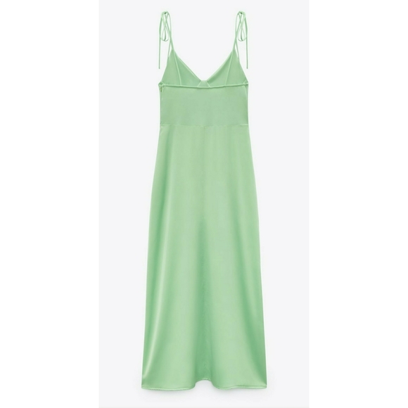ZARA // key lime long satin bustier maxi dress - Picture 8 of 16